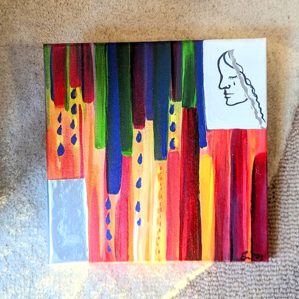 Vibrant Silhouette Block painting- Original